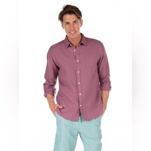 Scotch & Soda Overhemd Linnen Regular Fit Size Medium Dusty Pink